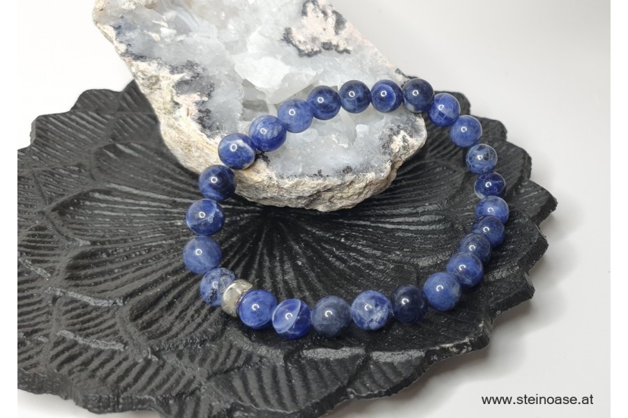 Herren Armband Sodalith, 8mm, Silber, Gr.XL